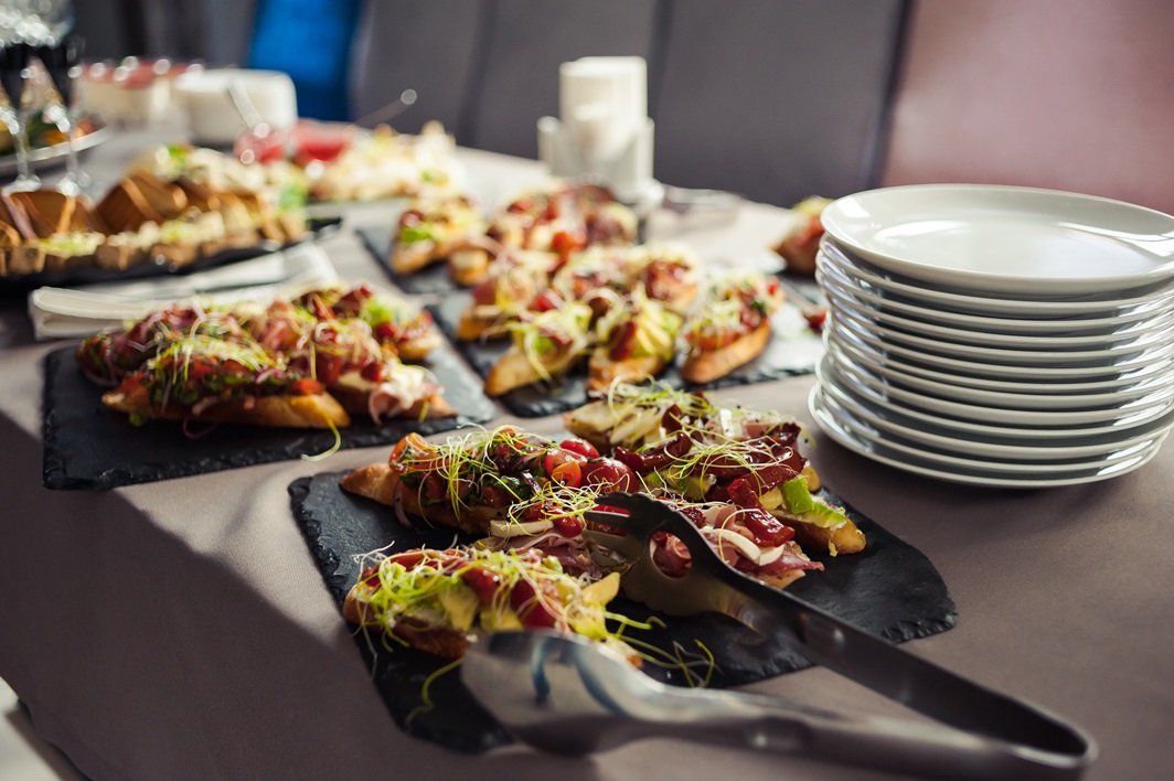 festive table with european cuisine